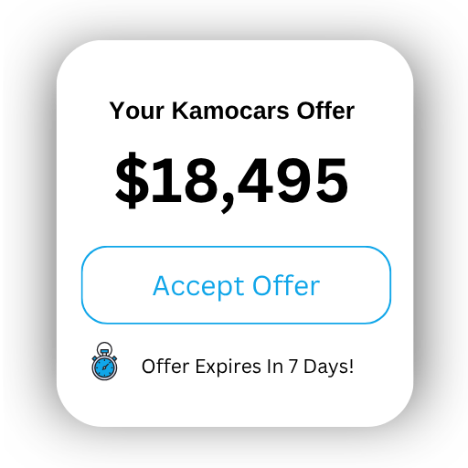 Example Kamocars offer card showing $18,495